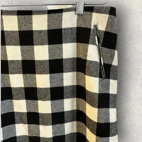TALBOTS NWT $99 Black White Buffalo Plaid Lined Wool Blend Skirt Women's Size 8 - Picture 5 of 12